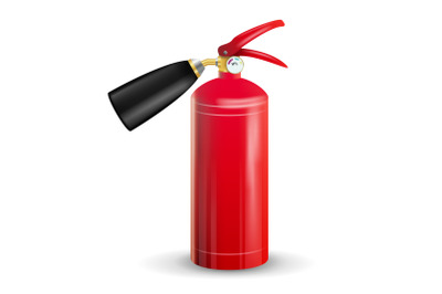 Fire Extinguisher Vector. Sign 3D Realistic Red Fire Extinguisher Isolated Illustration