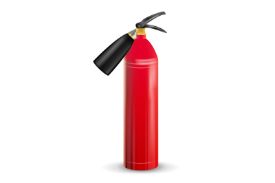 Red Fire Extinguisher Vector. Metal Red Fire Extinguisher Isolated Illustration