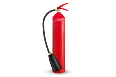 Fire Extinguisher Vector. 3D Realistic Red Fire Extinguisher Sign Isolated Illustration