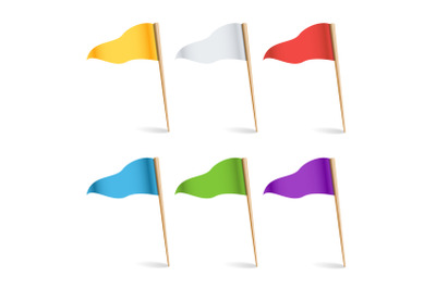 Colorful Cocktail Flags Vector. Set Multi Colored Pins Illustration.