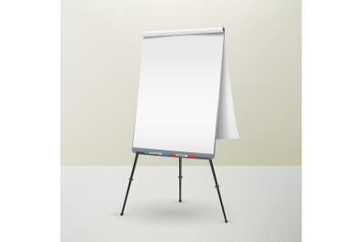 Flip Chart Isolated Vector. Blank Sheet Of Paper On a Tripod. Isolated Illustration