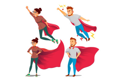 Super Businesswoman Character Vector. Achievement Victory Concept. Successful Superhero Business Person. Waving Red Cape. Isolated Flat Cartoon Illustration