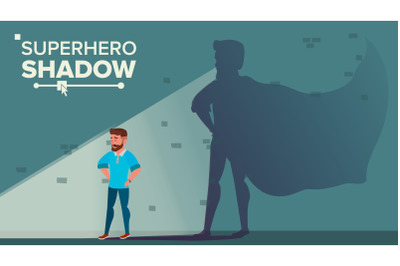 Businessman Superhero Shadow Vector. Successful Superhero Businessman. Achievement Victory. Motivation, Leadership, Challenge Concept. Flat Cartoon Illustration