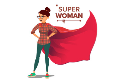 Superhero Business People Vector. Successful Superhero Business Woman And Man In Action. Young Professional Manager. Office Achievement Victory Concept. Waving Red Cape. Isolated Cartoon Illustration