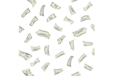 Flying Dollars Seamless Pattern Vector