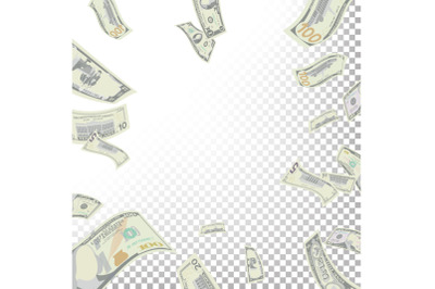 Frame From Flying Dollar Banknotes Vector