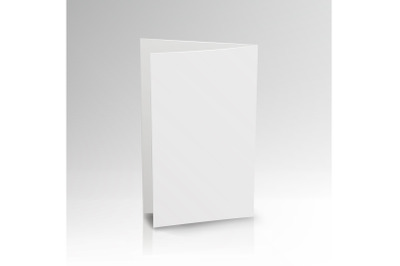 Blank Folder White Leaflet. Vector 3D Mockup. Realistic Paper Brochure. Empty Paper Mockup Illustration