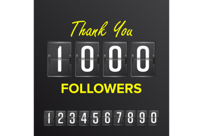 1000 Followers Vector. Thanks Design Template. Social Network Concept. Illustration