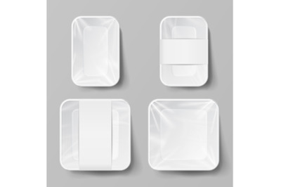 Template Blank White Plastic Food Container Set