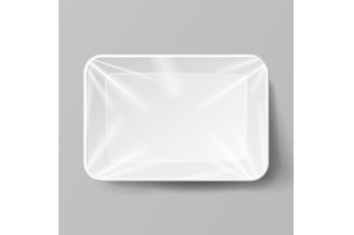 White Empty Blank Styrofoam Plastic Food Tray