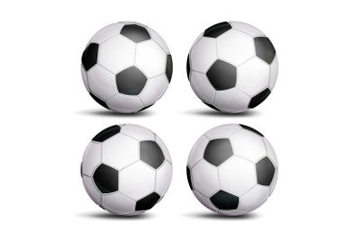 Realistic Football Ball Set Vector. Classic Round Soccer Ball. Different Views. Sport Game Symbol. Isolated Illustration