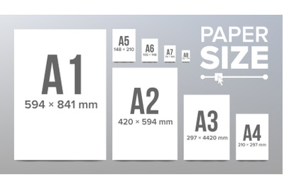 Paper Sizes Vector. Paper Size Standards. Isolated Illustration