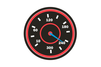 Speedometer Icon Vector. Sport Car Round Speedometer. Isolated Illustration