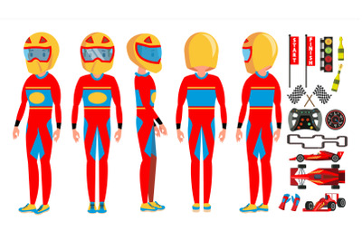 Sport Car Racer Male Vector. Modern Driver. Isolated Flat Cartoon Character Illustration