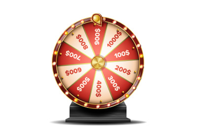 Fortune Wheel Vector. Spinning Lucky Roulette. Lottery Luck. Illustration