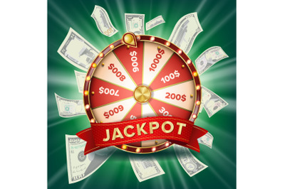 Fortune Wheel Banner Vector. Colorful Wheel. Gambling Jackpot Background. Glowing Casino Club Illustration