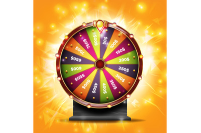 Fortune Wheel Banner Vector. Luck Sign. Lottery Luck. Lucky Jackpot Poster Design. Glowing Prize Illustration