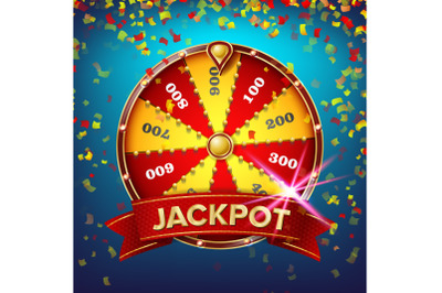 Wheel Of Fortune Poster Vector. Gamble Chance Leisure. Realistic 3d Object. Lottery Design Brochure. Illustration