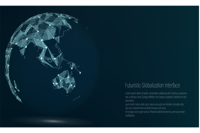 World Map Point. Australia And Oceania. Vector Illustration. Composition, Representing The Global Network Connection, International Meaning. Futuristic Digital Earth.