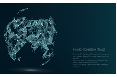 World Map Point. Asia. Vector Illustration. Composition, Representing The Global Network Connection, International Meaning. Futuristic Digital Earth.