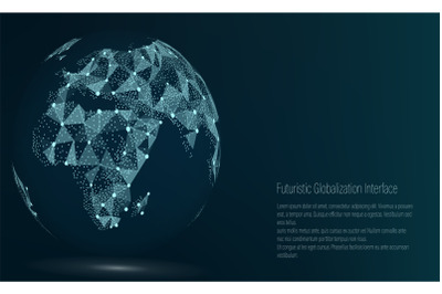 World Map Point. Africa. Vector Illustration. Composition, Representing The Global Network Connection, International Meaning. Futuristic Digital Earth.