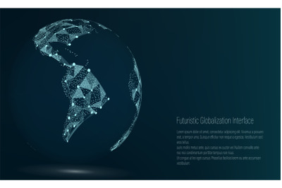 World Map Point. South America. Vector Illustration. Composition&2C; Representing The Global Network Connection&2C; International Meaning. Futuristic Digital Earth.