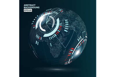 Futuristic Globalization Interface. Vector Illustration. Technology Background For Computer Graphic Website And Business