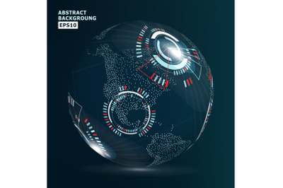 Futuristic Globalization Interface. Vector Illustration. Abstract Digital Backdrop