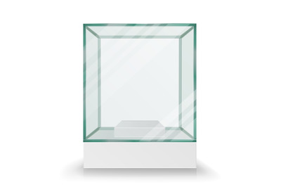 Empty Transparent Glass Box Cube Vector