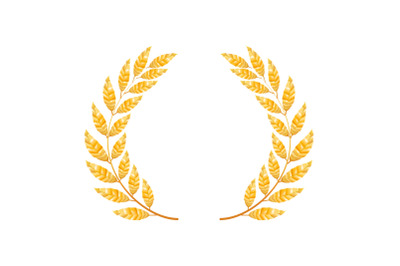 Gold Laurel Vector. Shine Wreath Award Design