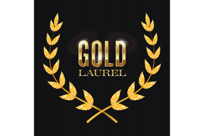 Gold Laurel Vector. Shine Wreath Award Design