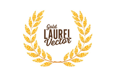 Gold Laurel Vector. Shine Wreath Award Design