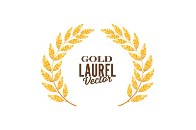 Gold Laurel Vector. Shine Wreath Award Design