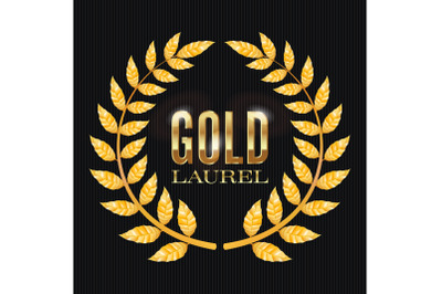 Gold Laurel Vector. Shine Wreath Award Design