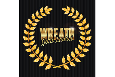 Gold Laurel Vector. Shine Wreath Award Design