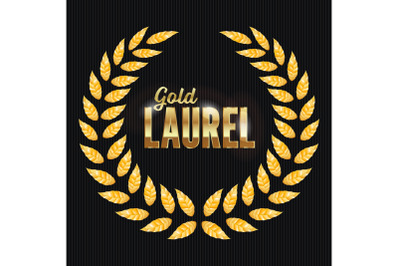 Gold Laurel Vector. Shine Wreath Award Design