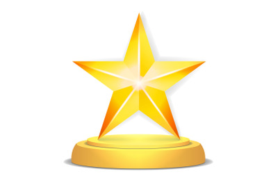 Gold Star Award. Shiny Vector Illustration