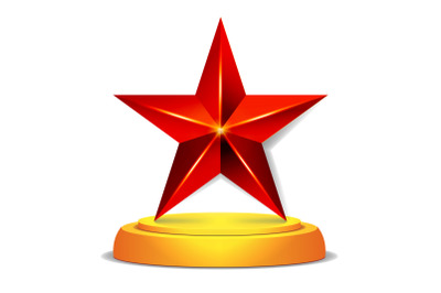 Modern Star Award. Shiny Vector Illustration. Trophy, Challenge Prize. Beautiful Label Design. Isolated