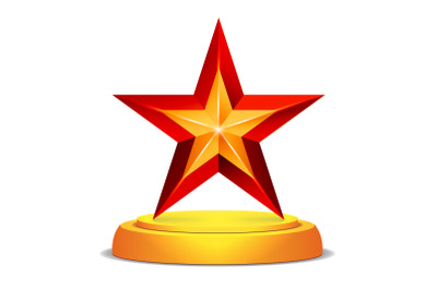 Modern Star Award. Shiny Vector Illustration. Trophy, Challenge Prize. Beautiful Label Design. Isolated