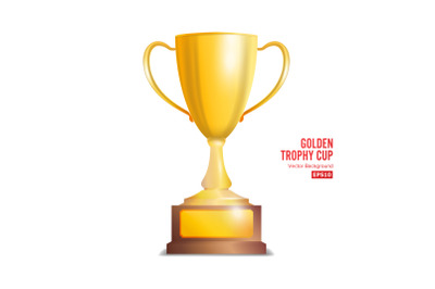 Golden Trophy Cup. Isolated On White Background Vector Illustration