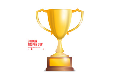 Golden Trophy Cup. Isolated On White Background Vector Illustration