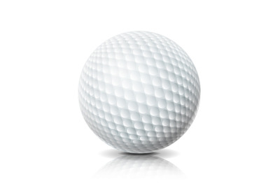 Realistic Golf Ball Isolated On White Background. Three-dimensional. Vector Illustration.