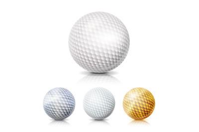 Golf Ball Set. 3D Realistic Vector