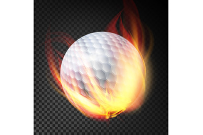 Golf Ball On Fire. Burning Style