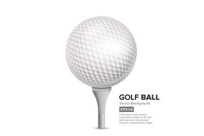 Golf Ball On White Tee. Vector