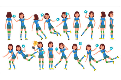 Handball Female Player Vector. In Action. Sport Event. Energy, Aggression. Cartoon Character Illustration