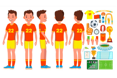 Soccer Player Male Vector. Football Action. Match Tournament. Isolated Flat Cartoon Character Illustration