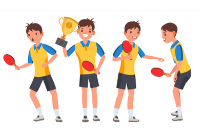 Table Tennis Young Man Player Vector. Man. Sports Concept. Stylized Player. Flat Athlete Cartoon Illustration