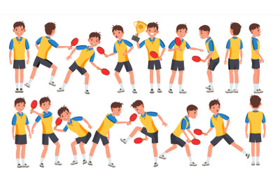 Table Tennis Man Player Male Vector. Receives The Ball. Stylized Player. Cartoon Athlete Character Illustration