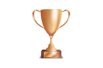 Bronze Trophy Cup. Winner Concept. Award Design. Isolated On White Background Vector Illustration